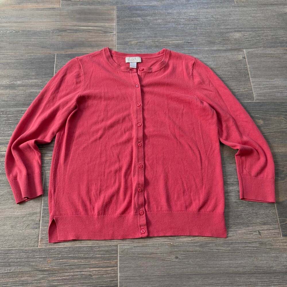 LOFT Women's Pink and Red Cardigan